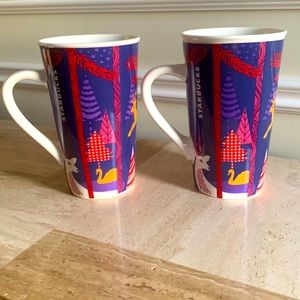 2 Starbucks 2017 Christmas Coffee Mug Animals In Holiday Tall mugs